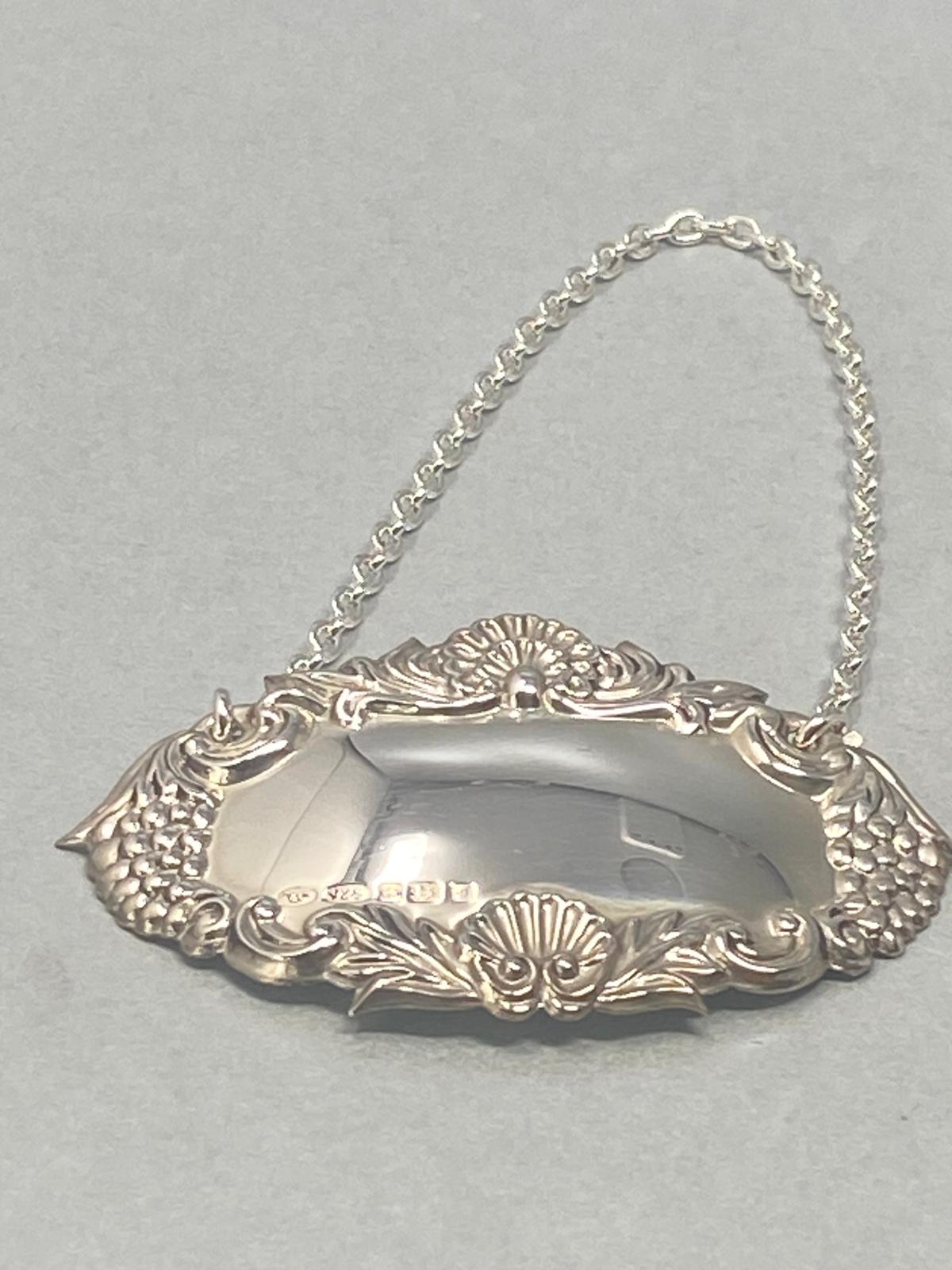 Plain Sterling Silver Wine Label