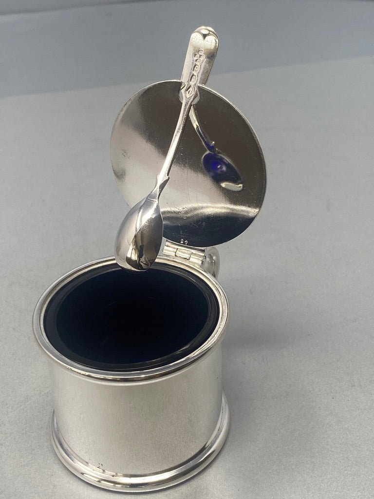 Antique Victorian Silver Plated Mustard Pot & Spoon