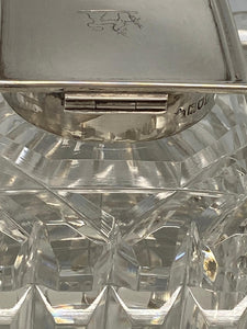 Antique Sterling Silver & Cut Glass Inkwell