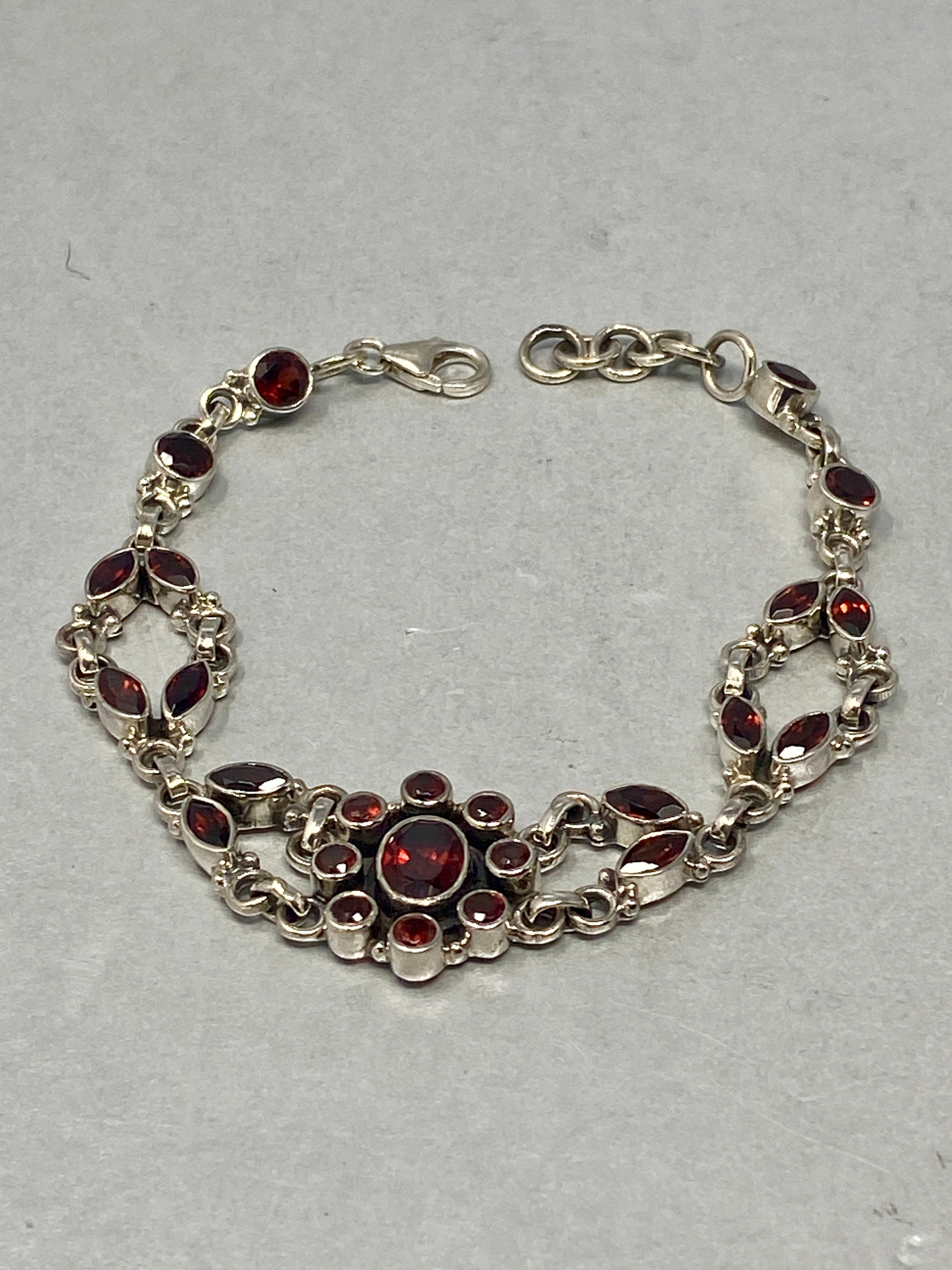 Sterling Silver & Garnet Bracelet
