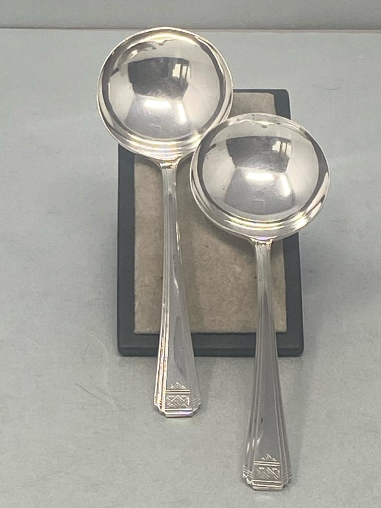 Pair of Art Deco Style Silver Plated Cream Ladles