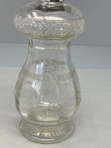 Sterling Silver Mounted Cut & Etched Glass Decanter