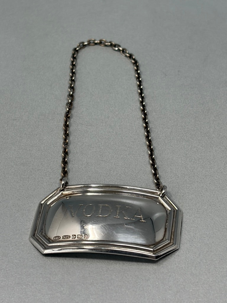 Vintage Sterling Silver Vodka Bottle Label
