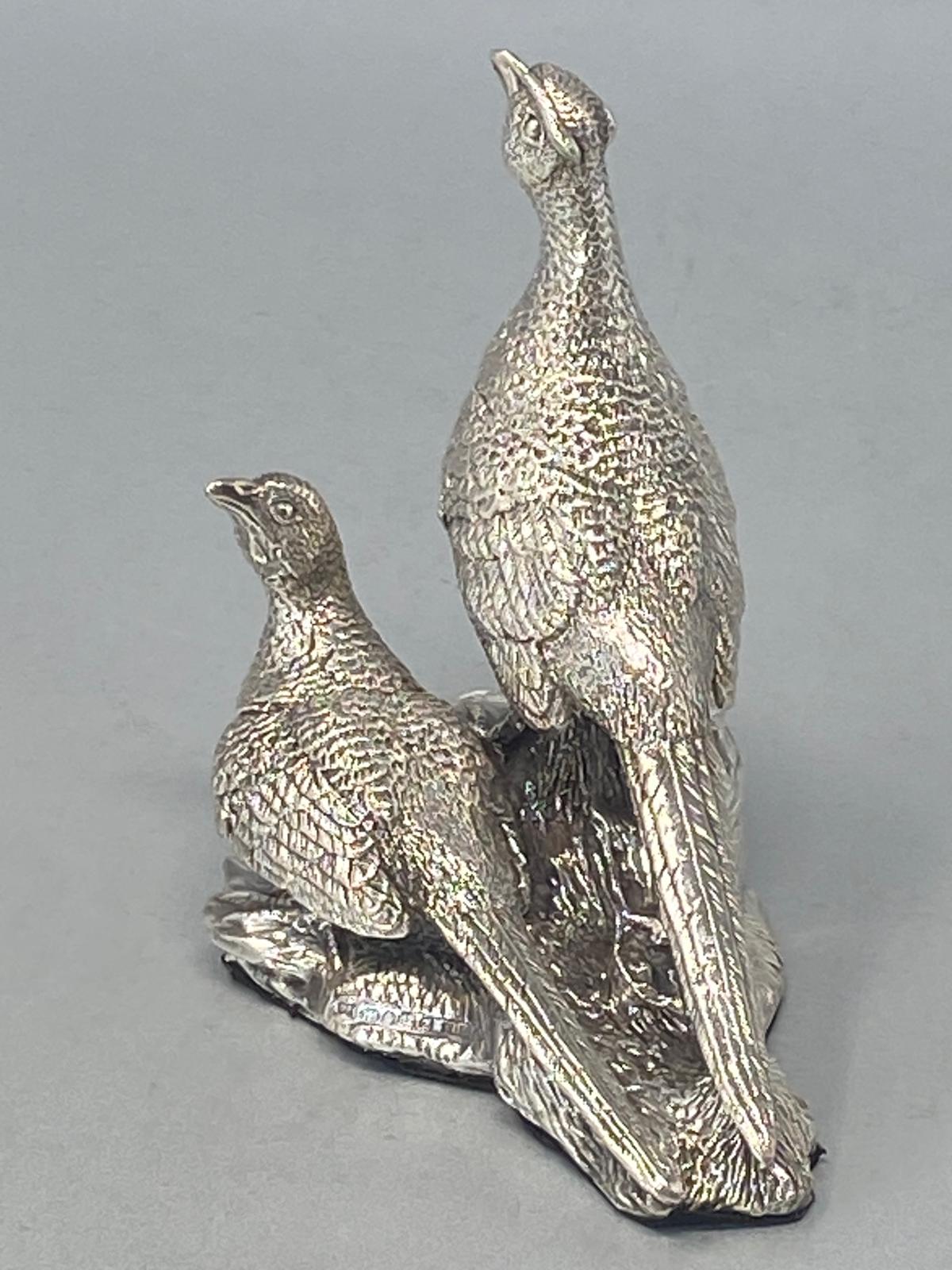 Pair of Sterling Silver Pheasants - Full English Hallmark