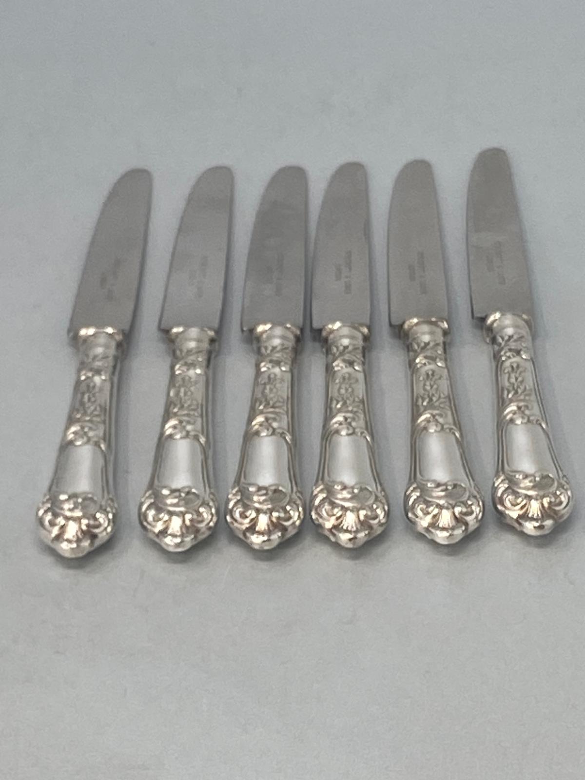 Set of Six Silver Plated Fruit/Dessert Knives - La Regence Pattern