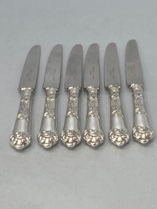 Set of Six Silver Plated Fruit/Dessert Knives - La Regence Pattern