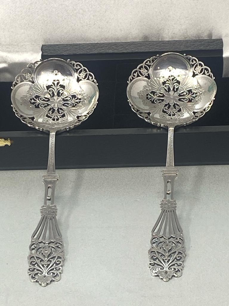 Pair of Antique Sterling Silver Spoons in Case