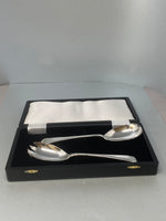 Load image into Gallery viewer, Antique Silver Plated Old English Salad Servers
