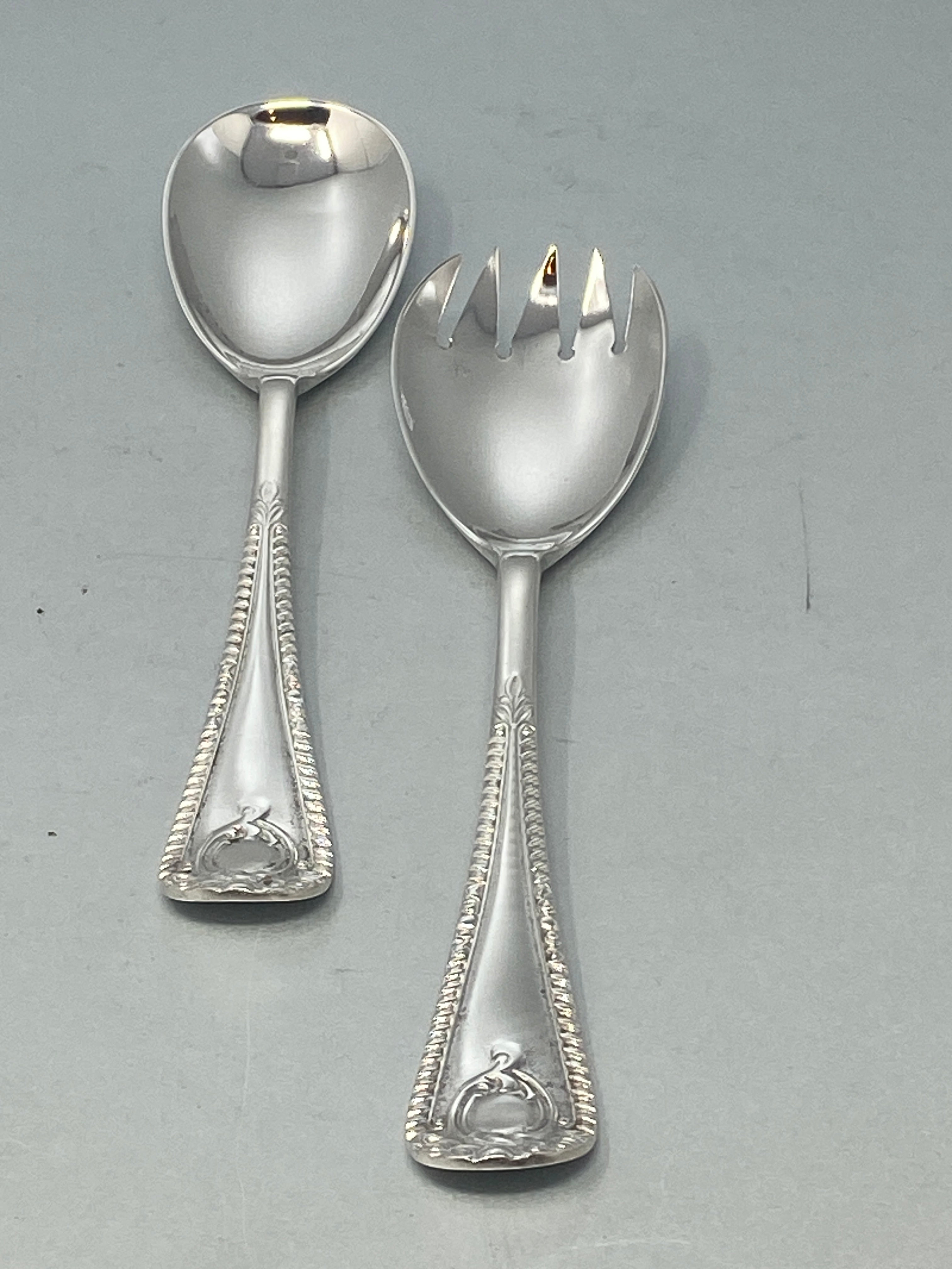 Antique Silver Plated Salad Servers