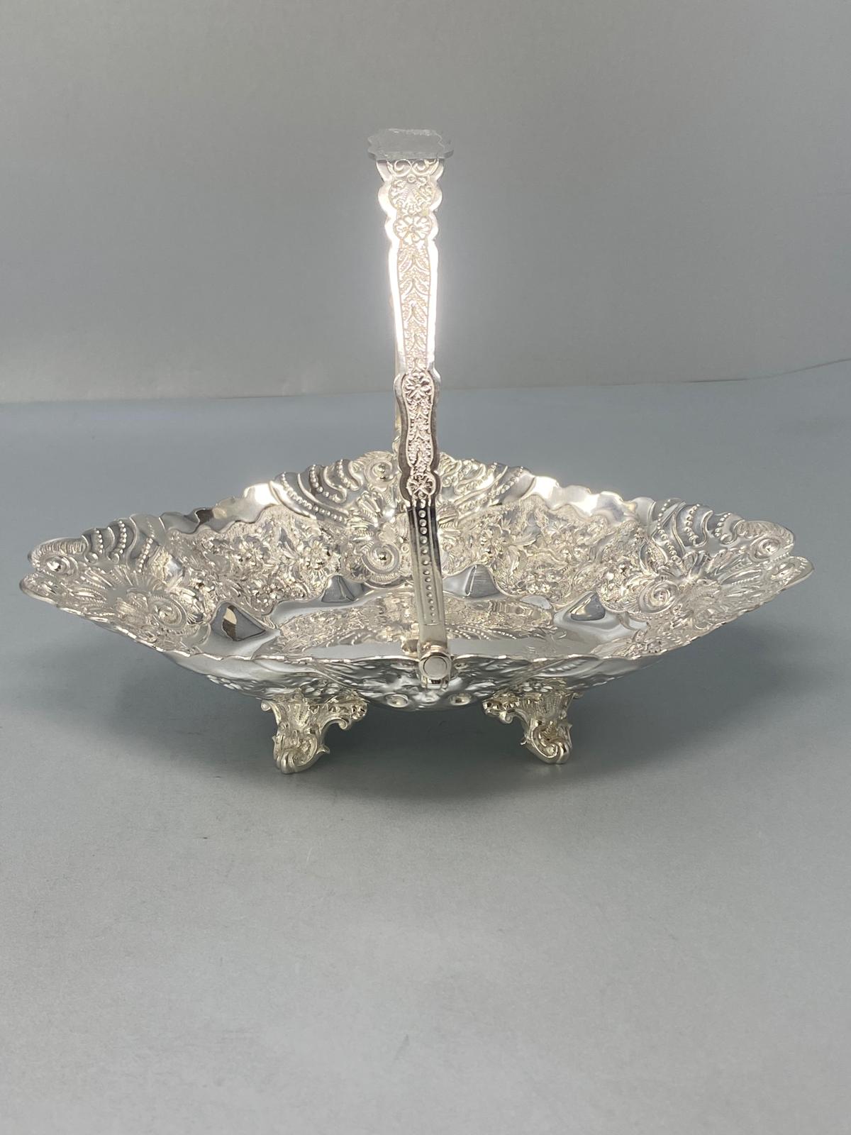 Antique Victorian Silver Plated Swing Handle Basket