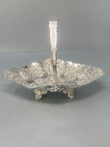 Antique Victorian Silver Plated Swing Handle Basket