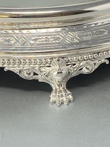 Victorian Silver Plated Engraved Mirror Plateau