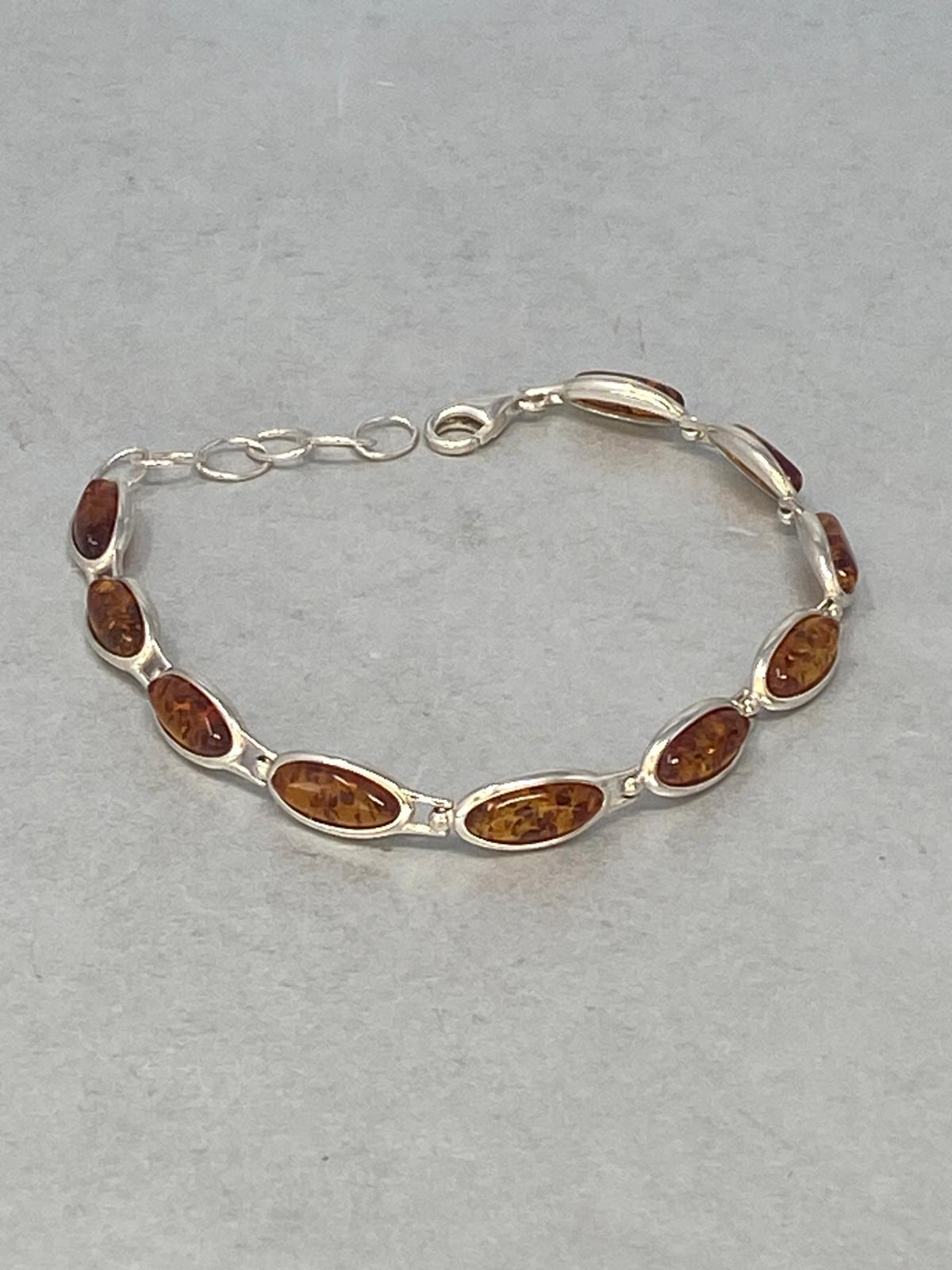 Sterling Silver and Amber Stone Bracelet