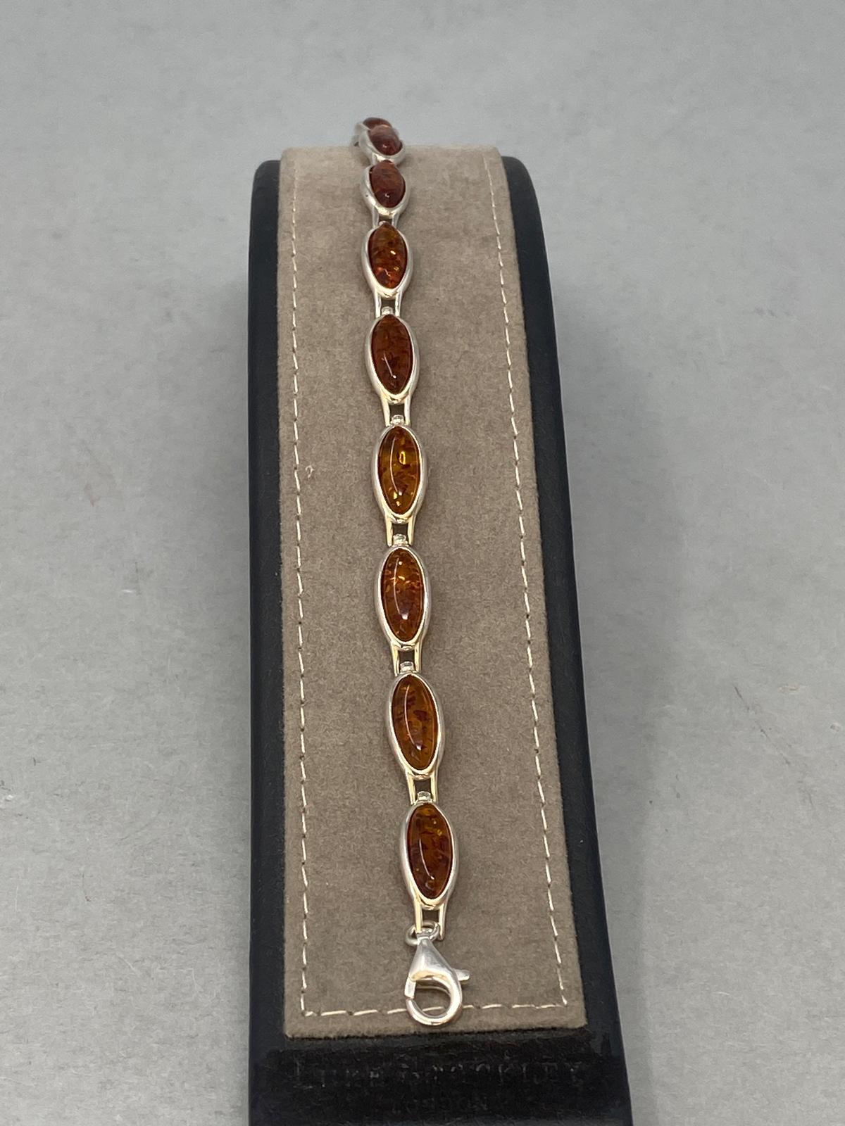 Sterling Silver and Amber Stone Bracelet