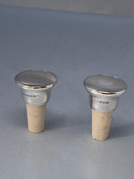 Load image into Gallery viewer, Pair of Sterling Silver Engine Turned Cork Bottle Stoppers
