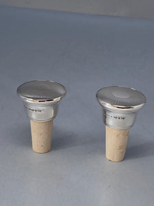 Pair of Sterling Silver Engine Turned Cork Bottle Stoppers