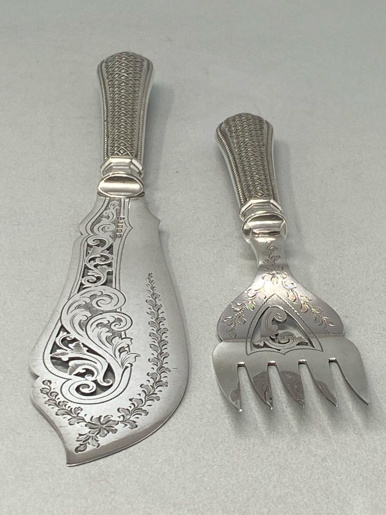 Pair of Antique Silver Plated Fish Servers