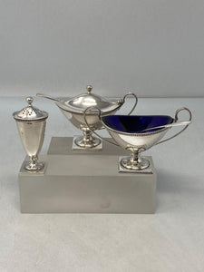 Sterling Silver Oval Three Piece Condiment Set