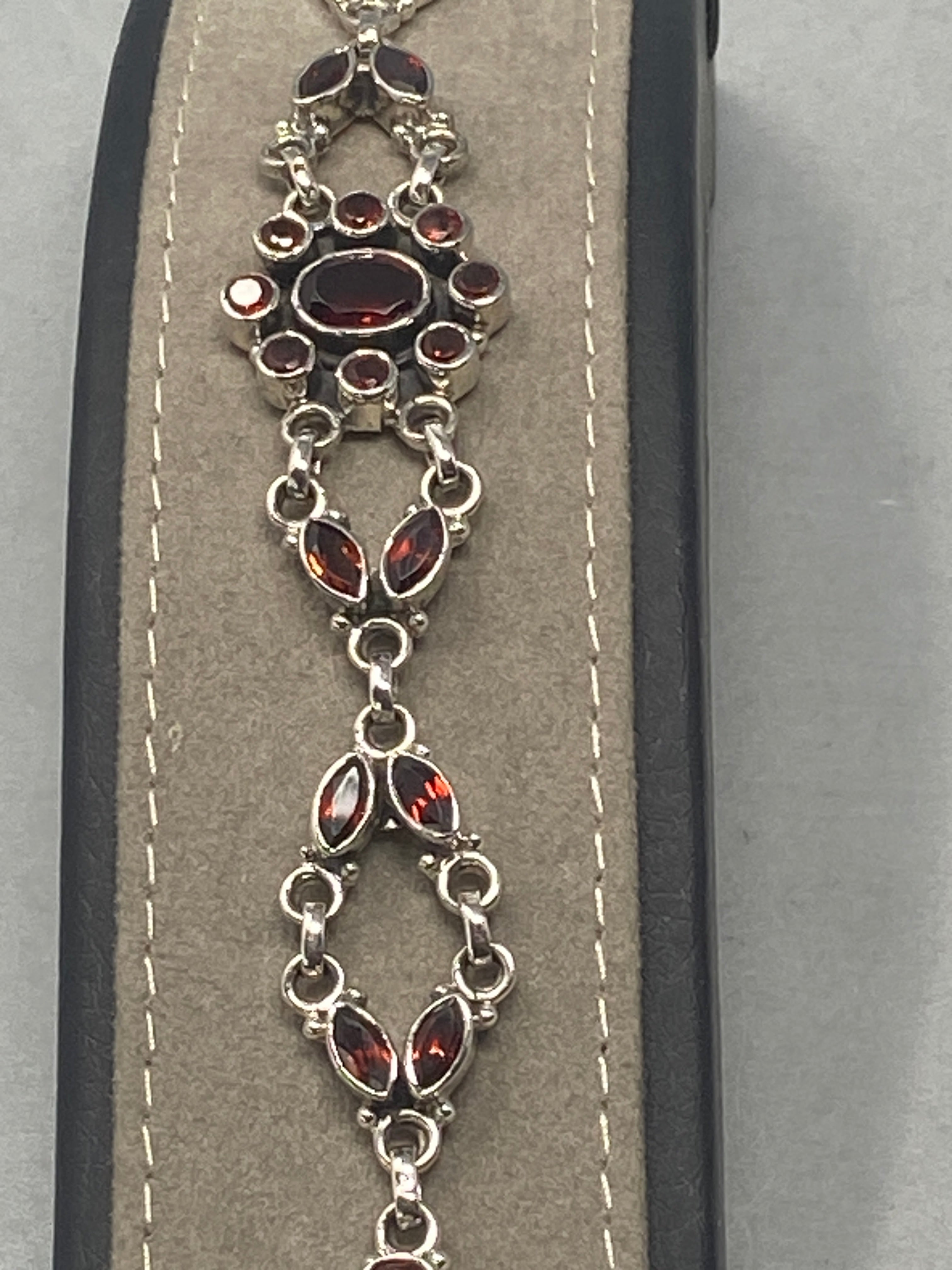 Sterling Silver & Garnet Bracelet