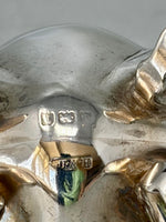 Load image into Gallery viewer, Antique Sterling Silver Mustard Pot with Bristol Blue Glass Liner and Spoon - melon shape
