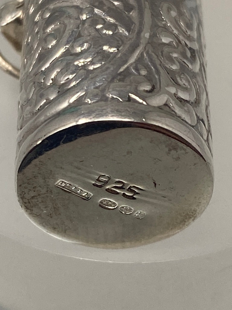 Sterling Silver Tall Chased Pill Box