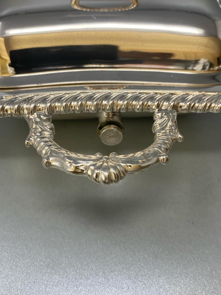 Antique Silver Plated Double Entree Dish