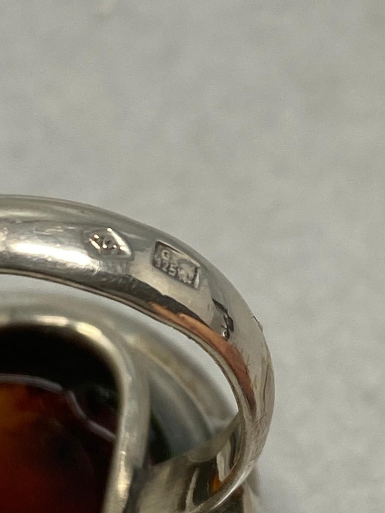 Sterling Silver and Natural Baltic Amber Ring