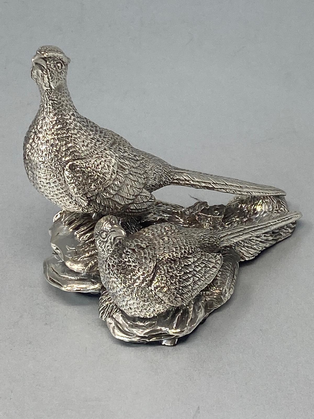 Pair of Sterling Silver Pheasants - Full English Hallmark
