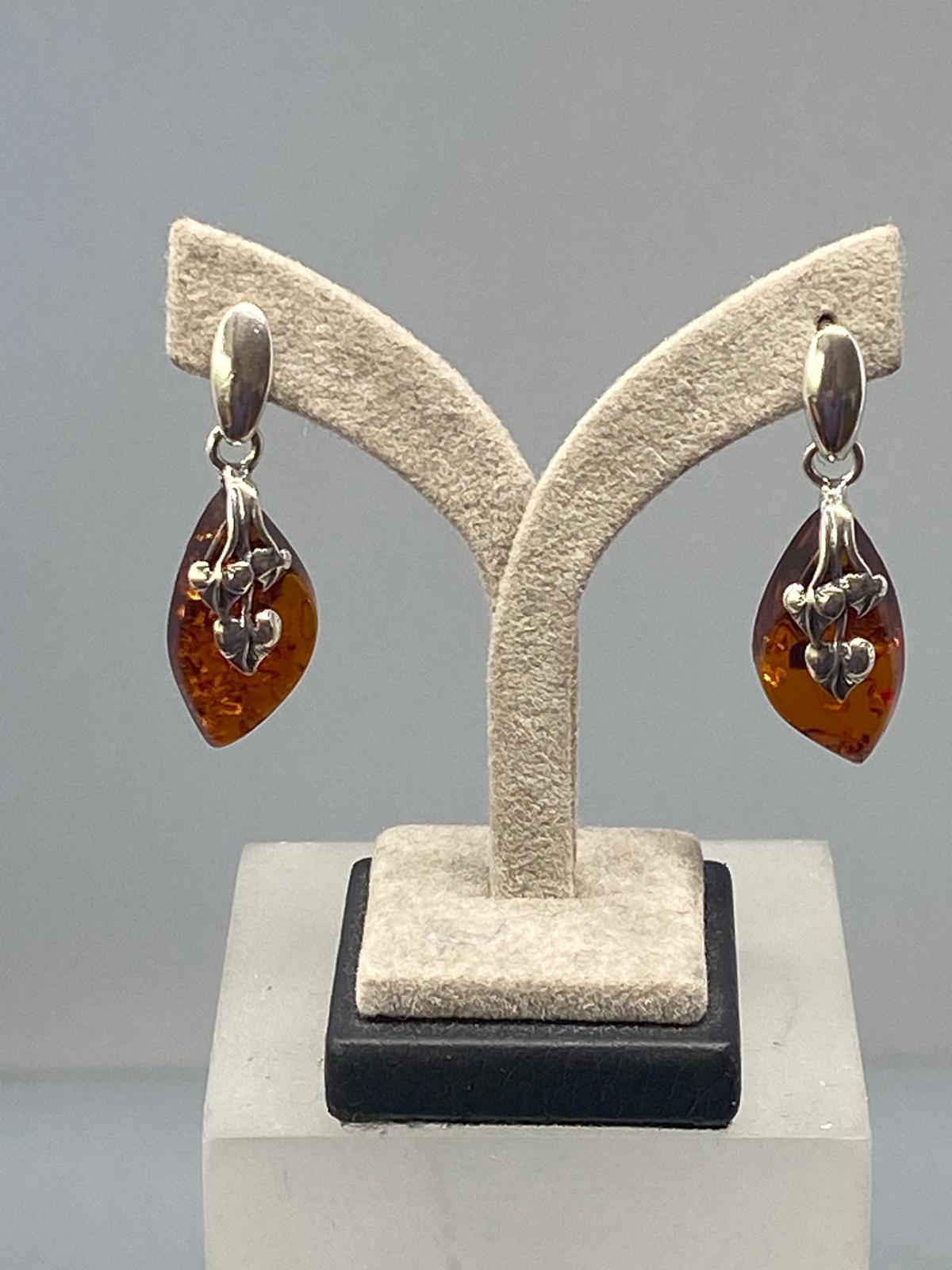Sterling Silver and Natural Baltic Amber Earrings