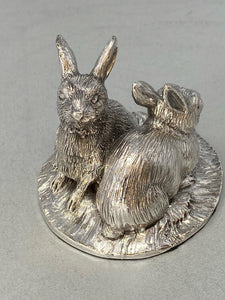 Pair of Medium SizedSterling Silver Pair of Rabbits