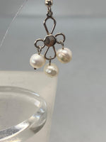 Load image into Gallery viewer, Pair of Fresh Water Pearl and Sterling Silver Earrings marked 925

