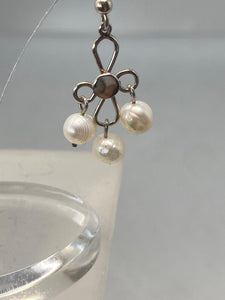 Pair of Fresh Water Pearl and Sterling Silver Earrings marked 925