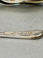 Load image into Gallery viewer, Antique Sterling Silver Mustard Pot with Bristol Blue Glass Liner and Spoon - melon shape
