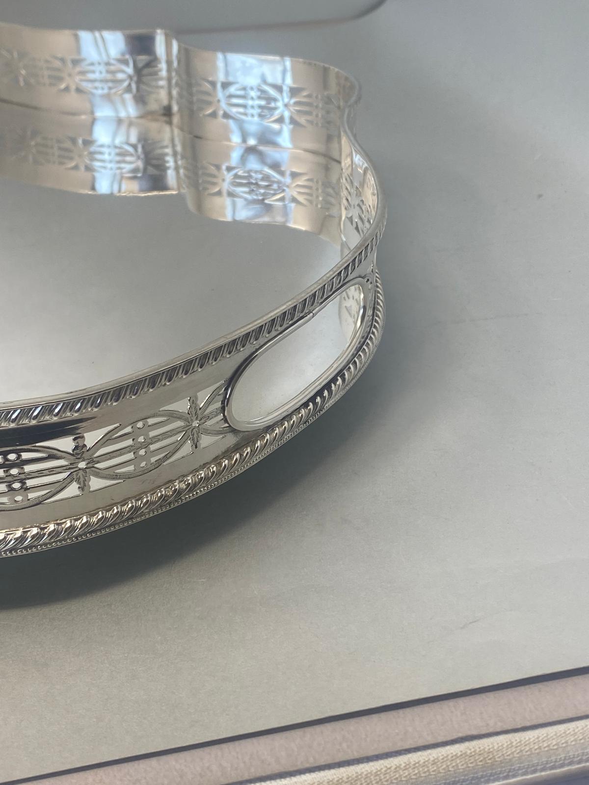 Silver Plated Gallery Tray with Gadroon Border