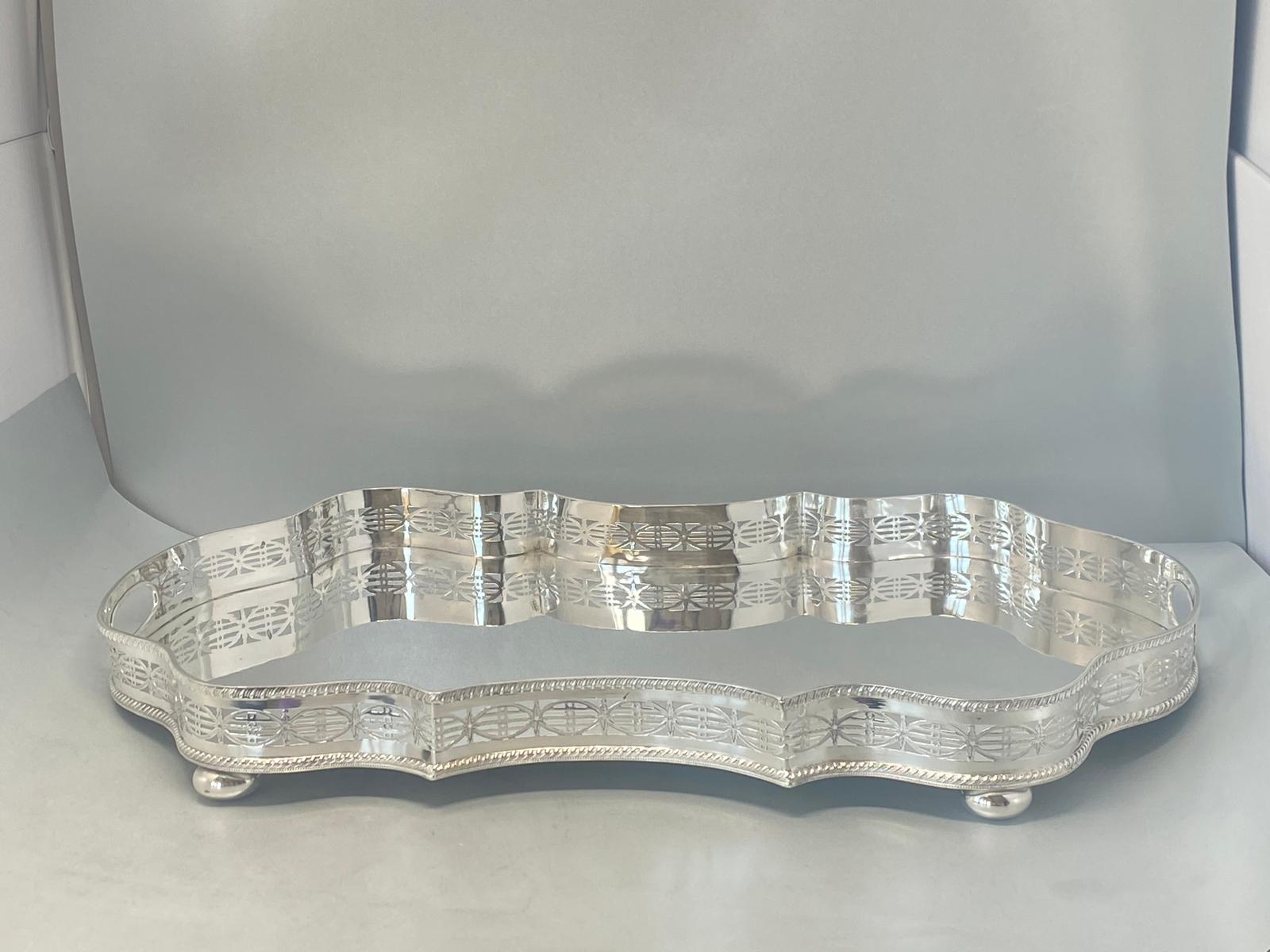 Silver Plated Gallery Tray with Gadroon Border