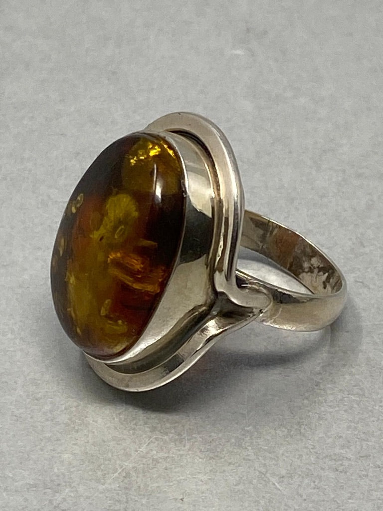 Sterling Silver and Natural Baltic Amber Ring