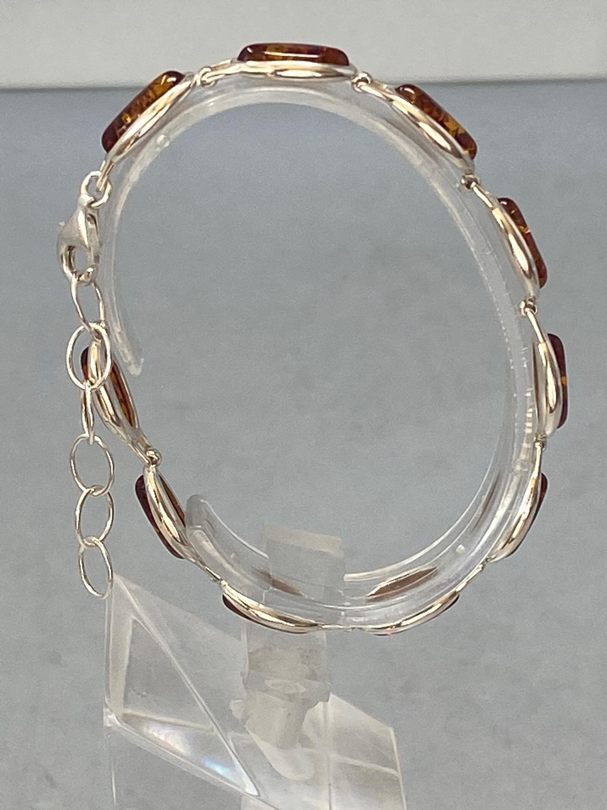 Sterling Silver and Amber Stone Bracelet