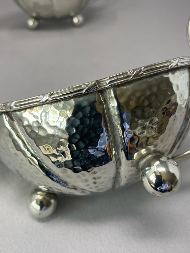 Pair of Arts & Crafts Style Large Antique Silver Plated Sauce Boats