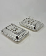 Load image into Gallery viewer, Pair of Antique Silver Plated Entree Dishes with Gadroon Borders
