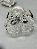 Load image into Gallery viewer, A pair of very unusual clover shaped Silver Plated &amp; Cut Glass Salts with spoons - Circa 1875
