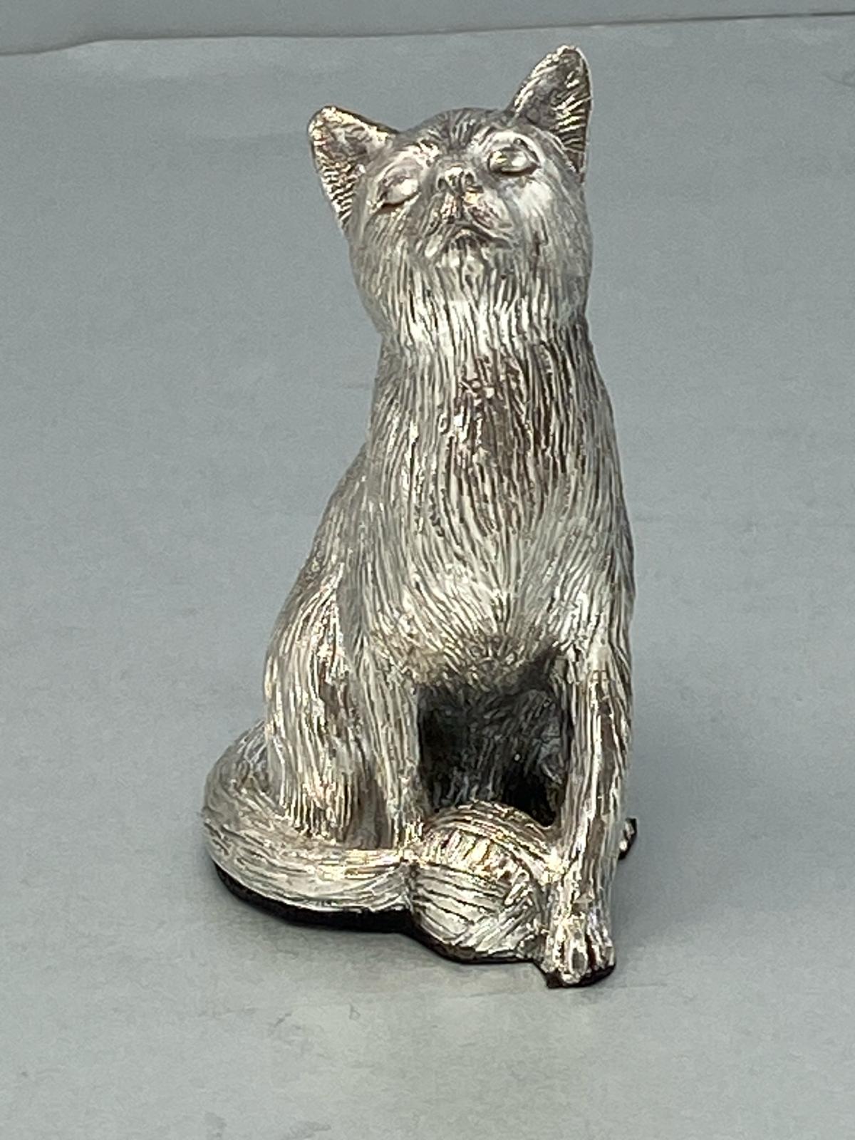 Sterling Silver Medium Sized Cat and Ball