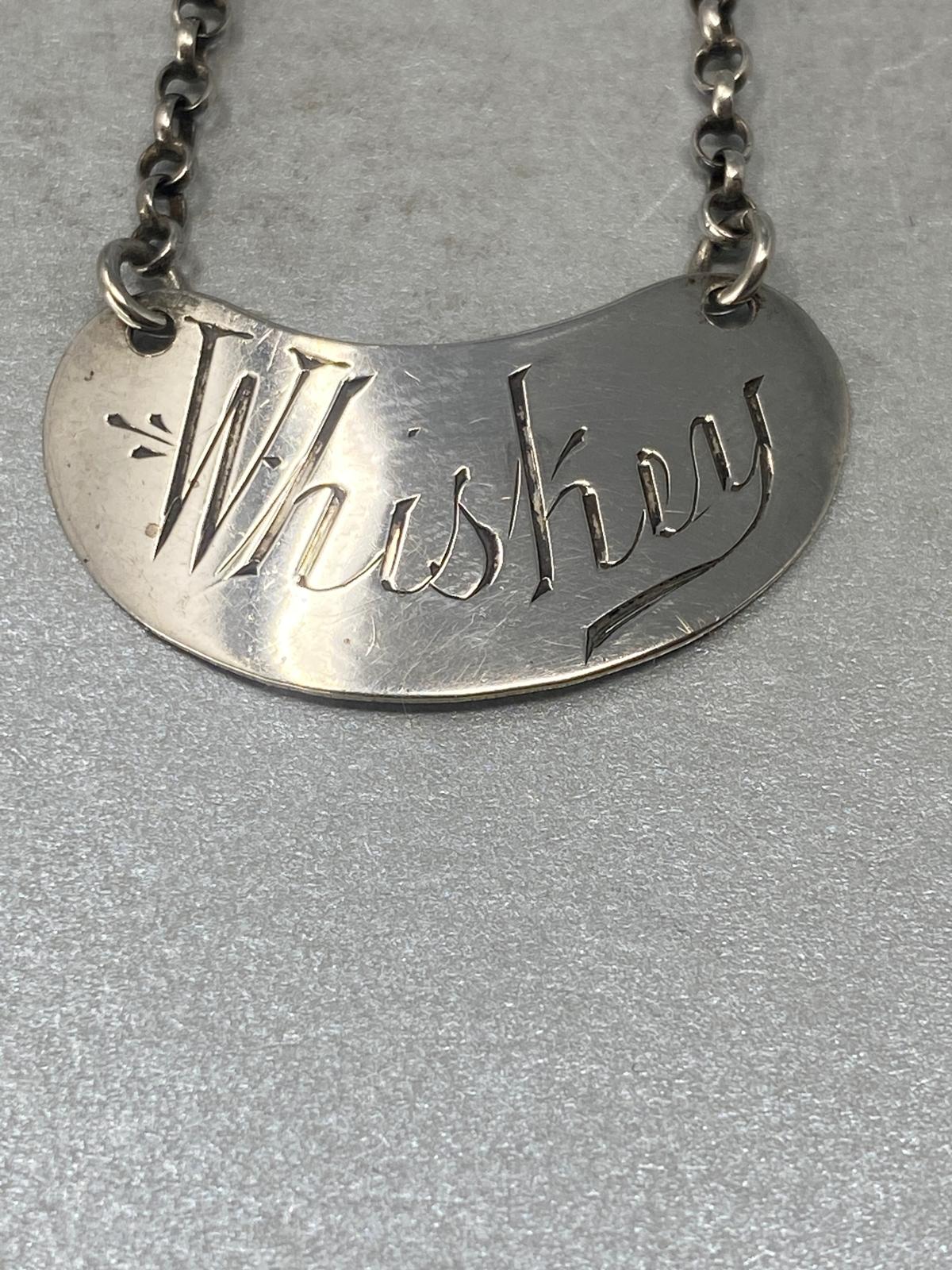 Pair of Antique Sterling Silver Whiskey Tot Labels