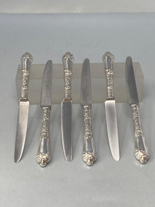 Set of Six Silver Plated Fruit/Dessert Knives - La Regence Pattern