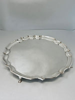 Load image into Gallery viewer, Antique Silver Plated Chippendale Salver on 4 Feet
