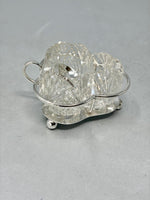 Load image into Gallery viewer, A pair of very unusual clover shaped Silver Plated &amp; Cut Glass Salts with spoons - Circa 1875
