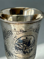 Load image into Gallery viewer, Antique Imperial Russian Silver Niello Kiddush Cup - circa 1864
