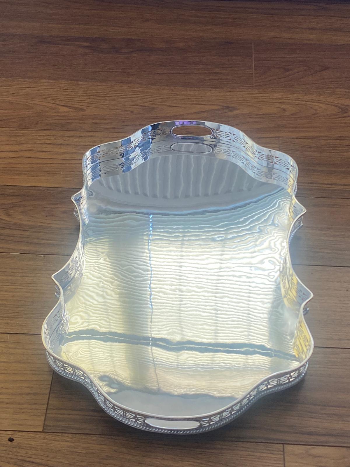 Silver Plated Gallery Tray with Gadroon Border