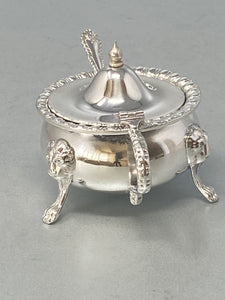 Antique Silver Plated Mustard Pot & Spoon