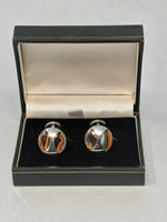 Load image into Gallery viewer, Sterling Silver and Resin Cufflinks - brand new grey and orange by LBB

