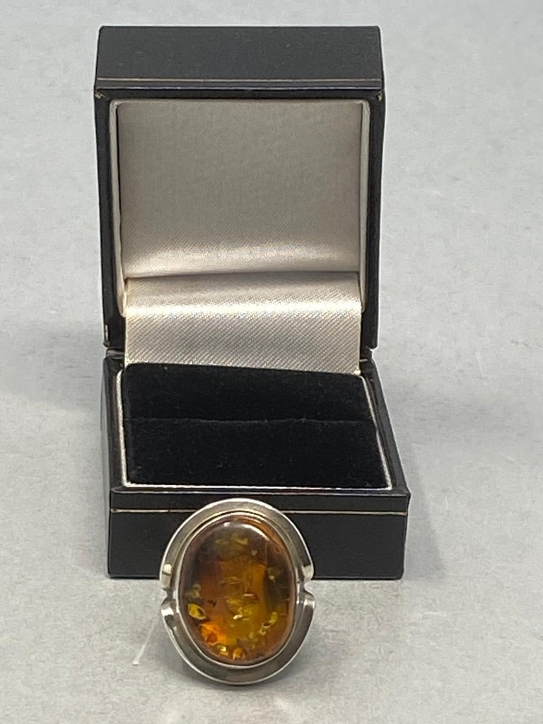 Sterling Silver and Natural Baltic Amber Ring